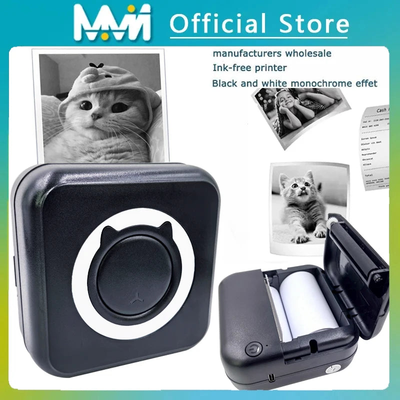 Compact and Efficient Portable Mini Thermal Printer - Perfect for Photos and Labels with Wireless Bluetooth for Android and iOS