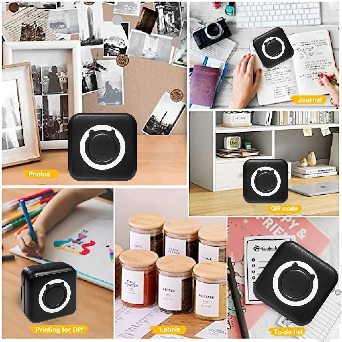 Compact and Efficient Portable Mini Thermal Printer - Perfect for Photos and Labels with Wireless Bluetooth for Android and iOS