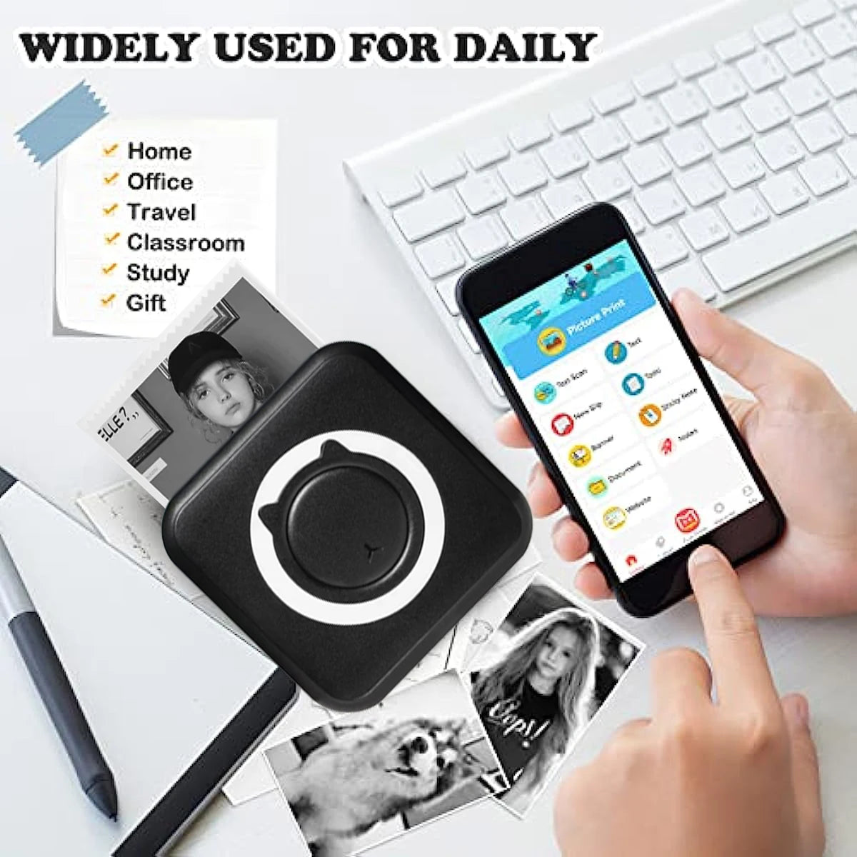 Compact and Efficient Portable Mini Thermal Printer - Perfect for Photos and Labels with Wireless Bluetooth for Android and iOS