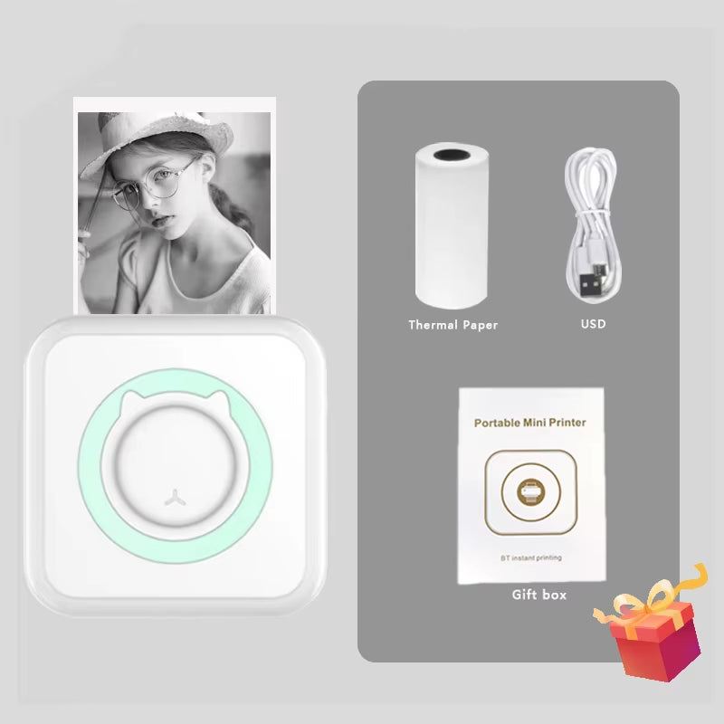 Compact and Efficient Portable Mini Thermal Printer - Perfect for Photos and Labels with Wireless Bluetooth for Android and iOS