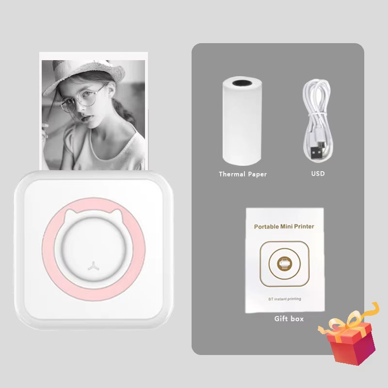 Compact and Efficient Portable Mini Thermal Printer - Perfect for Photos and Labels with Wireless Bluetooth for Android and iOS
