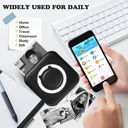 Compact and Efficient Portable Mini Thermal Printer - Perfect for Photos and Labels with Wireless Bluetooth for Android and iOS